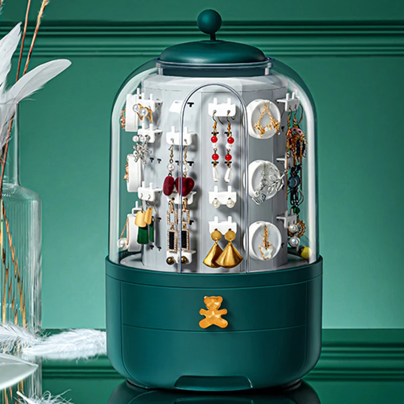 

Вращающийся на 360 градусов Органайзер для ювелирных изделий, коробка-органайзер для хранения косметики, демонстрационная подставка для сер...