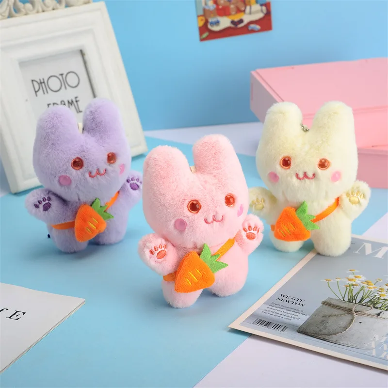 

1 Pcs Cartoon Kawaii Carrot Crossbody Bag Rabbit Plush Doll Keychain Pendant Creative Ins Small Fresh Rabbit Backpack Pendant