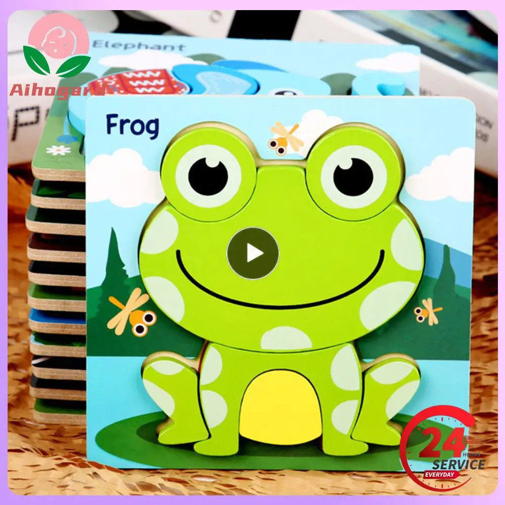 

1~10PCS High Quality Wooden Puzzles Educational Cartoon Animals Early Learning Cognition Intelligence Puzzle Game For Children
