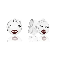 authentic 925 sterling silver sparkling red enamel playful wink stud earrings for women wedding gift fashion jewelry