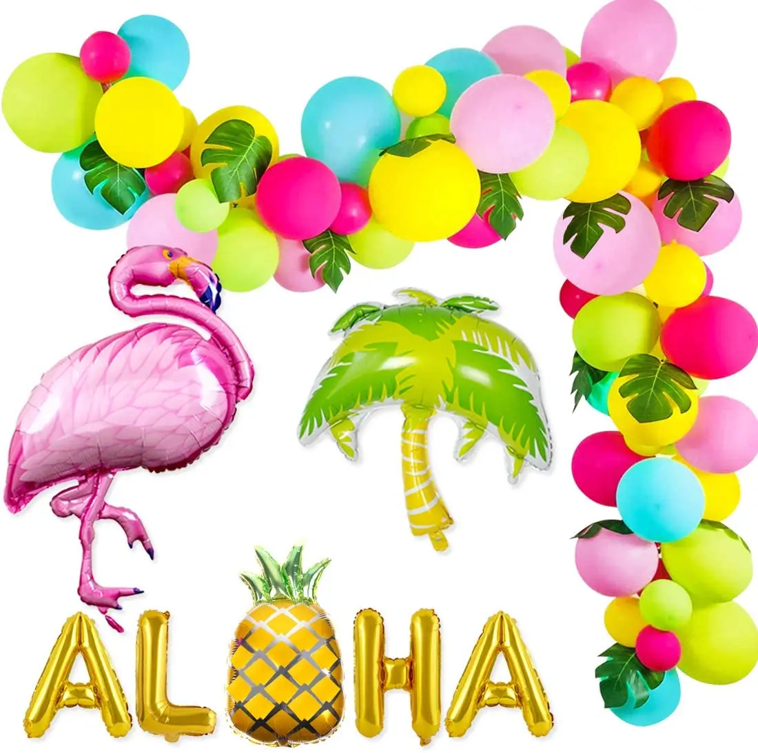 

Cheereveal Tropical Balloon Garland Hawaiian Luau Aloha Balloon Arch Kit Balloon Banner for Flamingo Birthday Party Decorations