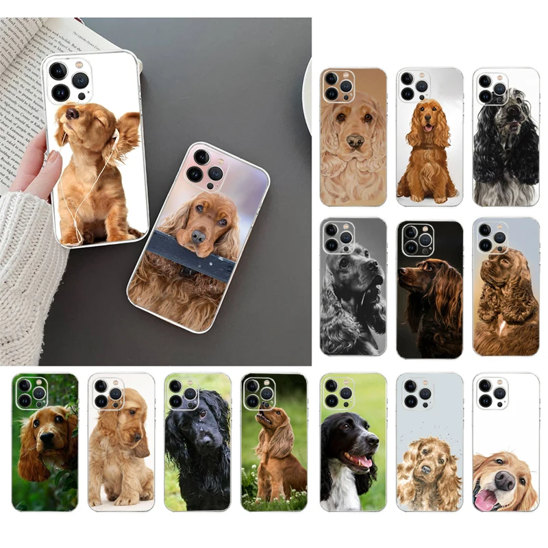 

Phone Case For iphone 14 13 12 11 Pro Max XS Max XR X 12mini 14 Plus SE Cocker Spaniel Dog Case Funda Capa Cell