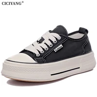 ciciyang womens canvas shoes 2022 autumn new platform low top lace up student casual shoes flat bottom small white single shoes