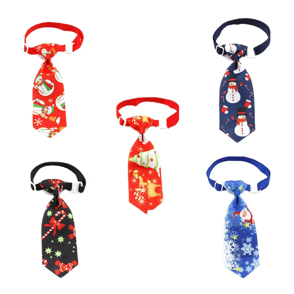 

5pcs Christmas Small Cat Ties Christmas Neck Tie Xmas Tie Cats Neck Collar Festival Collar