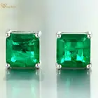 Серьги-гвоздики женские из серебра 100% пробы, с изумрудом