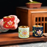 flower tea cup ceramic master cup creative retro tea ceremony cup japanese tea cup chinese tea set