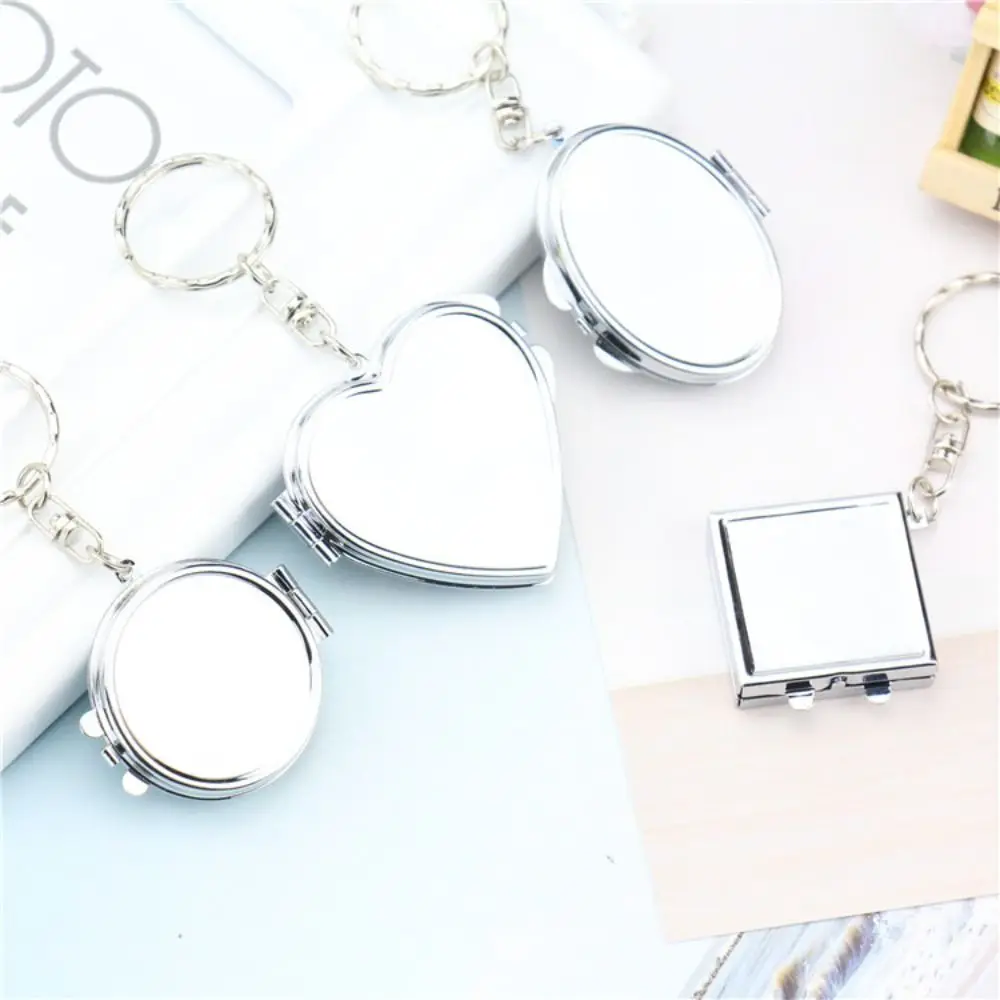 

Mini Metal Makeup Mirror Keychain Portable Double-sided Folding Mirror with Key Ring Women Cosmetic Tools Useful Gifts