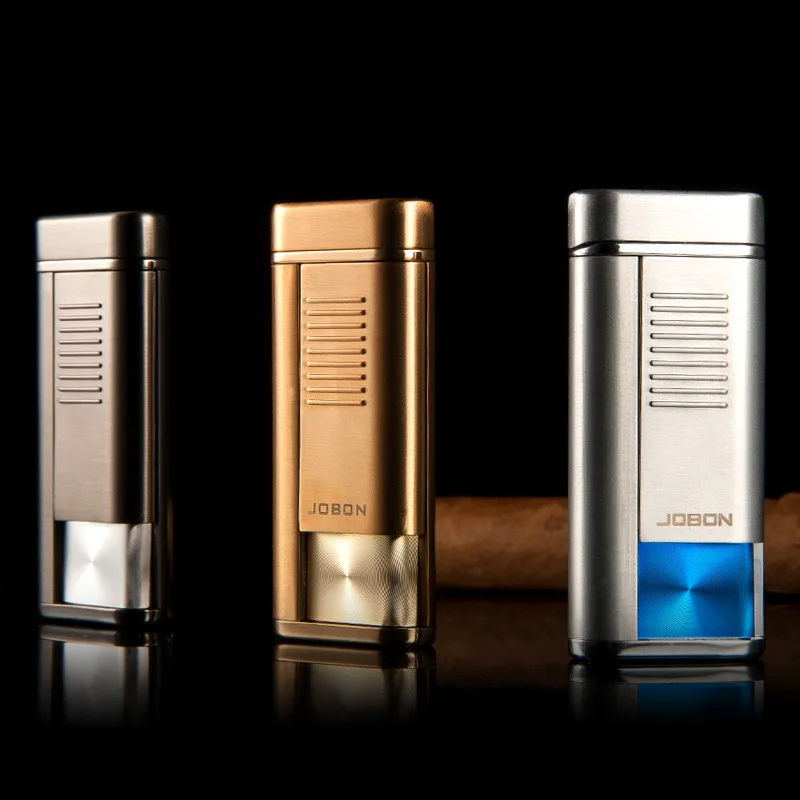 

Windproof Lighter Ultra-thin Straight Blue Flame Inflatable Metal Lighter Men's High-end Creative Gift Smoking Accessories