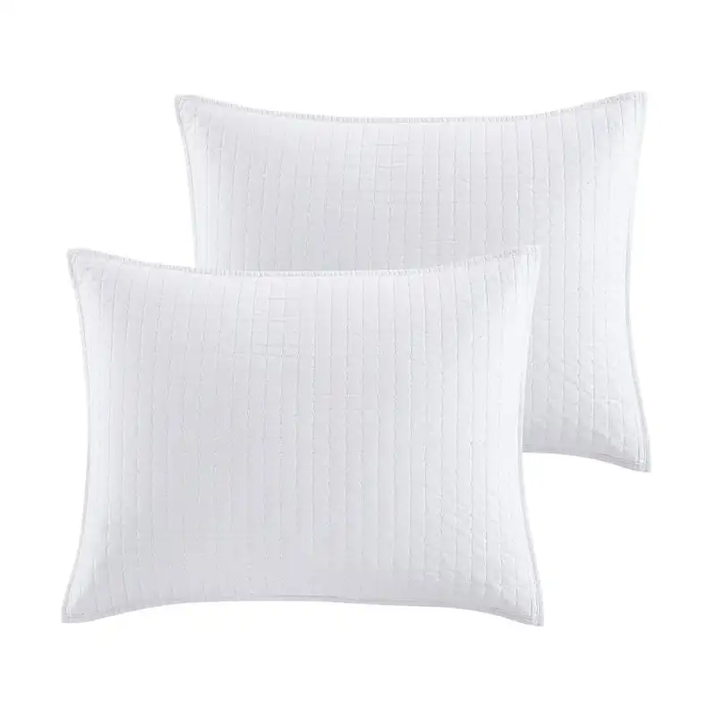 

Homes and Gardens White Pick Cotton Pillow Shams, Standard (2 Count)
