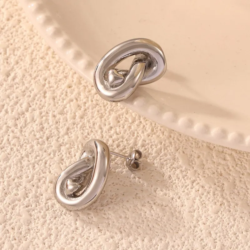 Женские витые серьги-гвоздики из нержавеющей стали с золотым покрытием