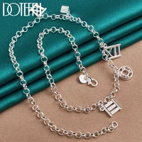doteffil 925 sterling silver roman numerals pendant necklace for women man engagement wedding fashion charm jewelry