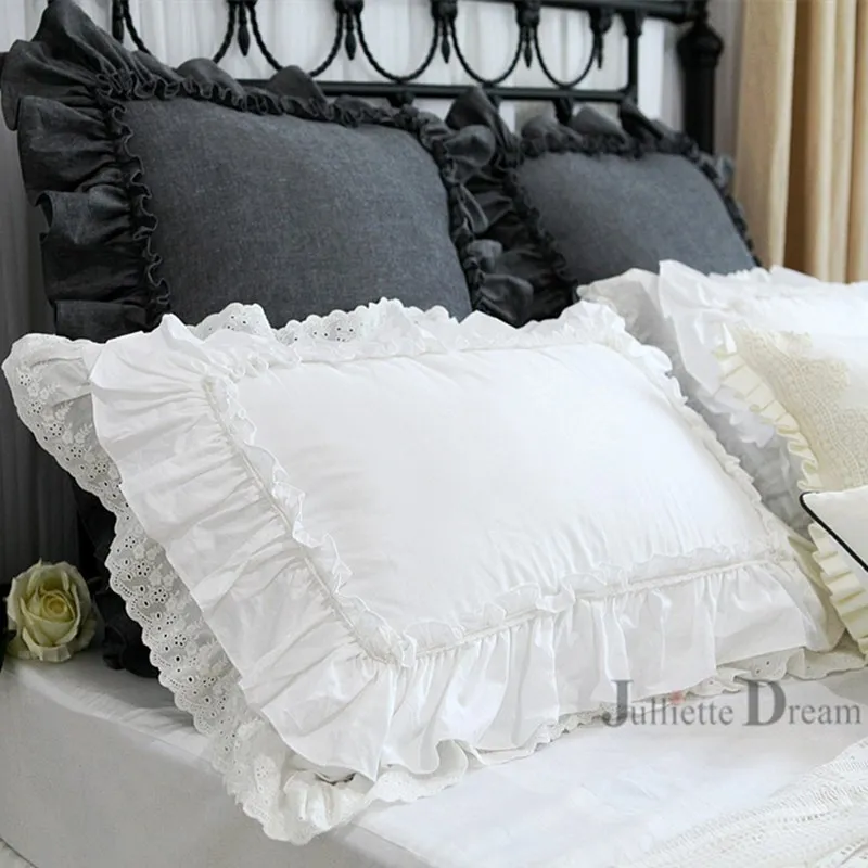 1 шт. чистый белый подушка чехол с кружевными оборками накидка для подушки ручная