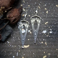 goth antique silver color long triangle shield drop dangle earrings for women gift charm jewelry accessories