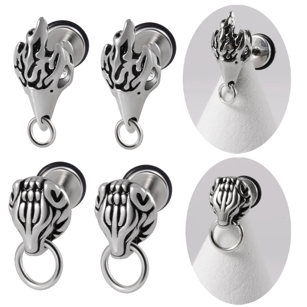 

1Pair Stainless Steel Punk Gothic Earrings Fashion Stud Earrings Tragus Helix Cartilage Unisex Body Piercing Jewelry 16g