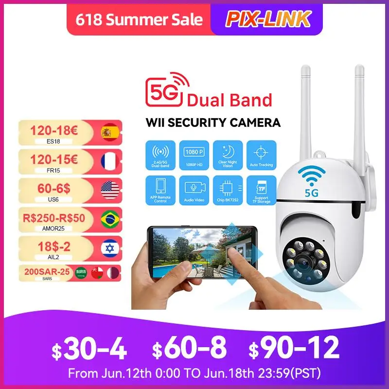 5G Wifi Survalance Camera Security Protection IP Camera Night Vision Motion Detection Home Security Mini Camera 2 Way Talk