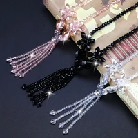 japan and south korea exquisite temperament style fashion tassel long necklace popular clothing accessories crystal necklace