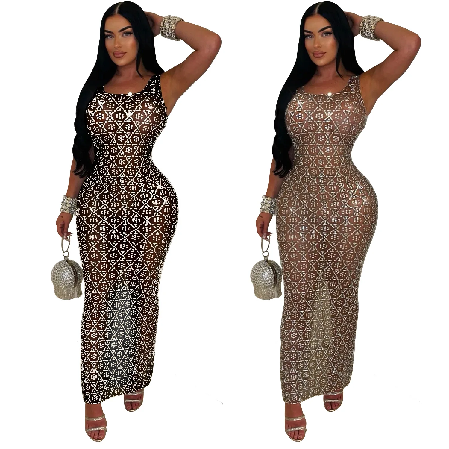 EINY Сверкающее женское свадебное вечернее платье сексуальное Сетчатое