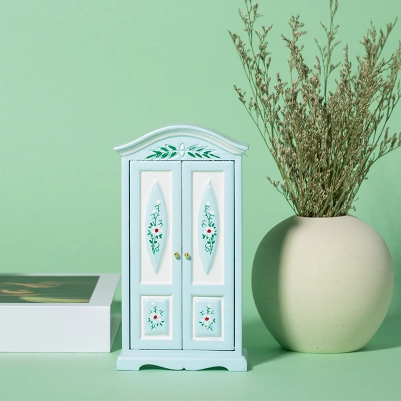 

NEW-1/12 Scale Dolls House Printed Wardrobe ,Miniature Wardrobe For 1/12 Doll House Bedroom Accessories