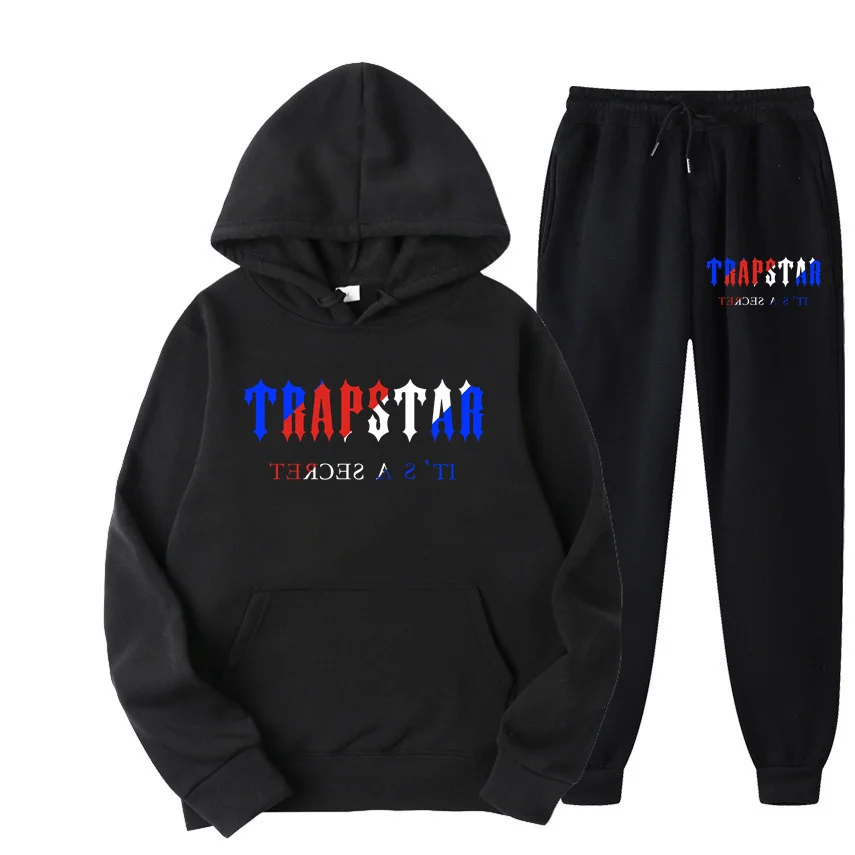 

Trainingspak Trapstar Merk Gedrukt Sportkleding Mannen 16 Kleuren Warm Twee Stukken Set Losse Hoodie Sweatshirt + Broek Set Capu