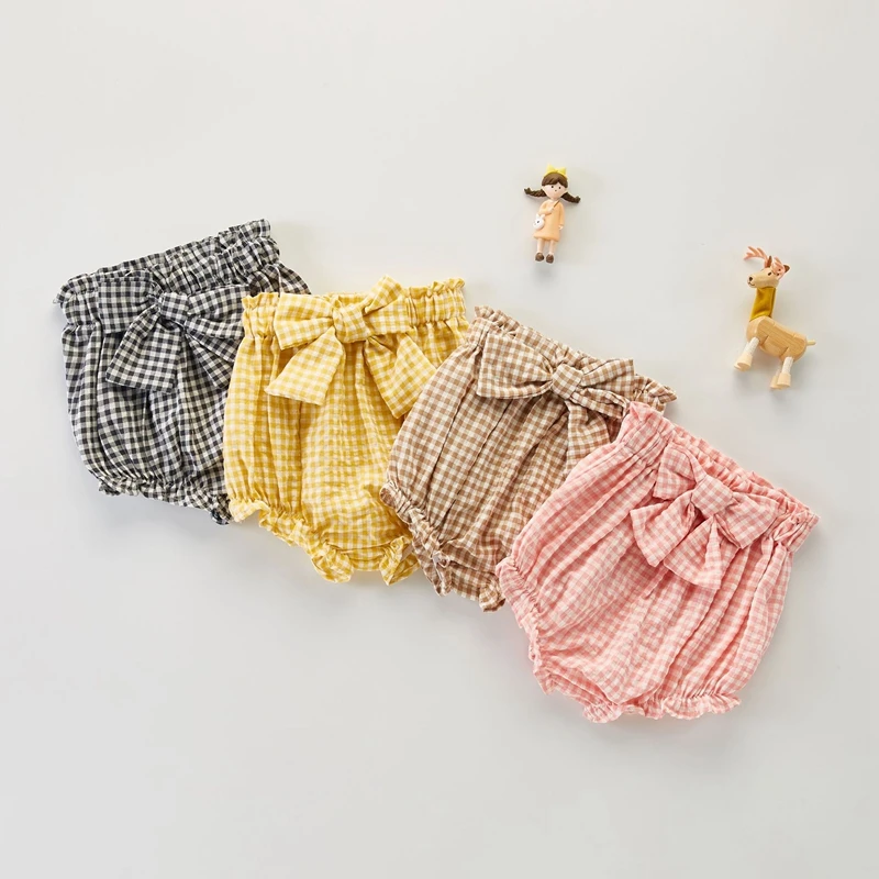 

Baby Girls Shorts Summer Cotton Plaid Bow Shorts Toddler Kids Diaper Cover Fashion Clothes Panties Bombachos Bebe Pantalon
