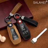 crazy horse leather car styling key case holder shell for ford 2 3 4 5 mk 2 6 7 ranger fiesta kuga mondeo fusion auto accessorie