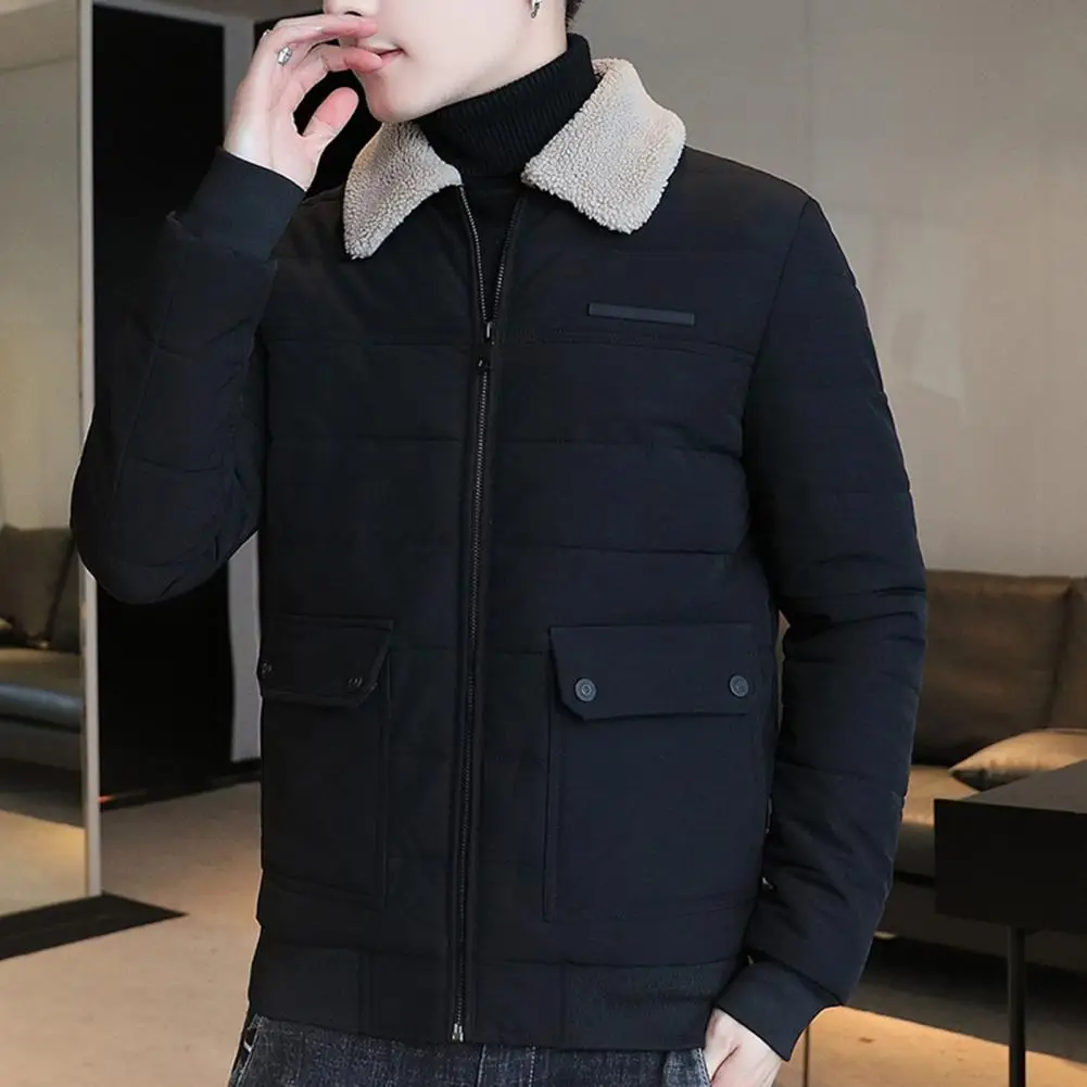 Chic Coat Soft Men Winter Coat Zipper Slim Fit Men Winter Coat  Thermal