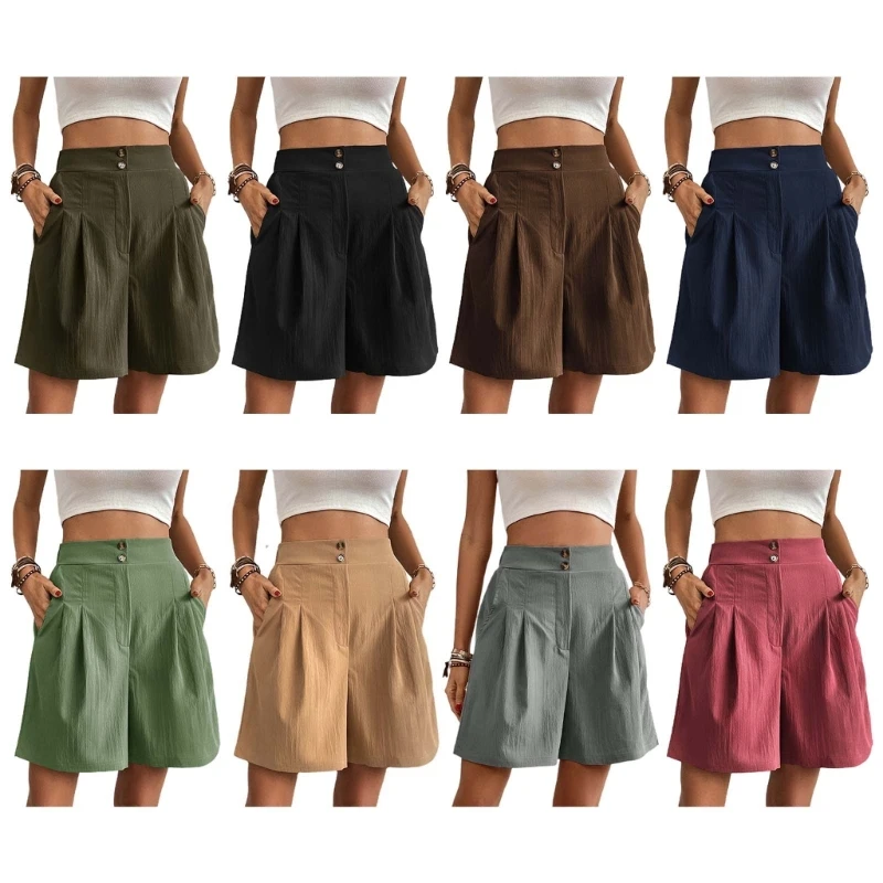

Stylish High Waist Wide Leg Shorts for Women Casual Loose Fit Short Pants Elegant Shorts Fashionable