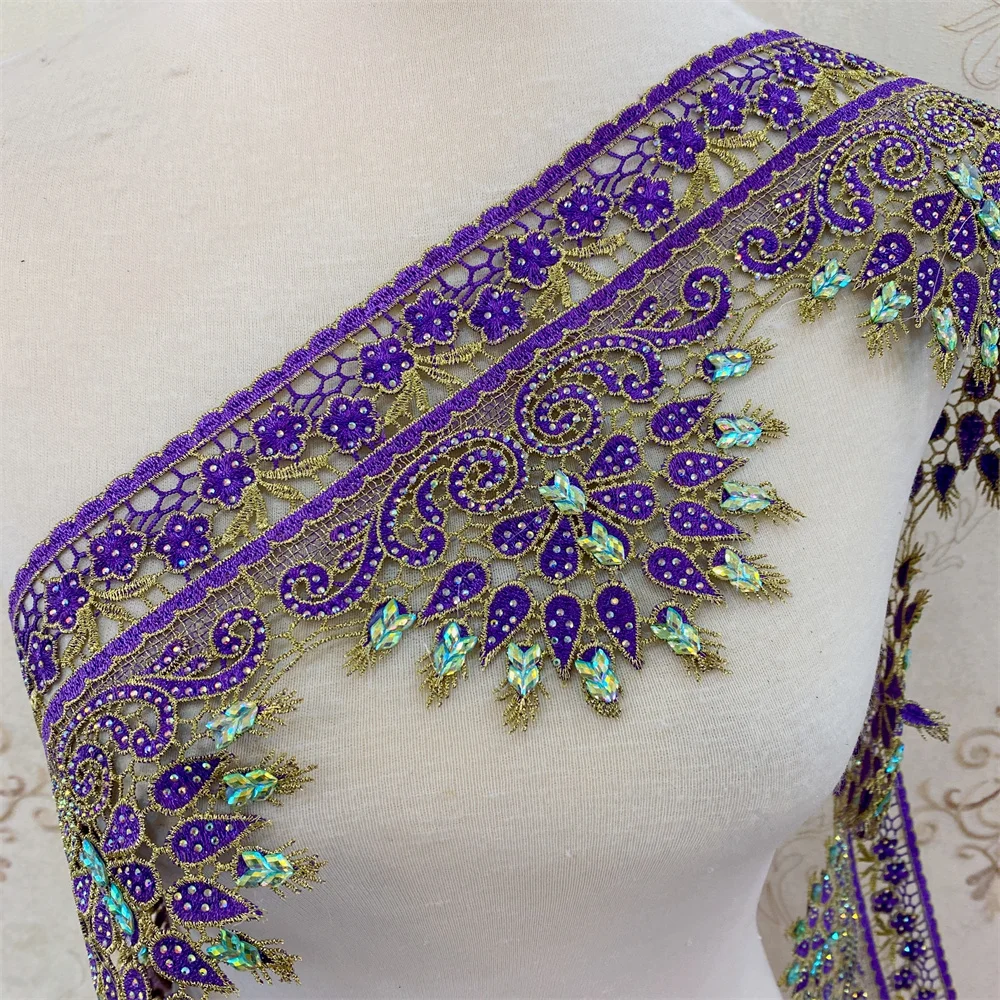 Много цветов ярдов стразы кружевная отделка металлические вышитые кружева
