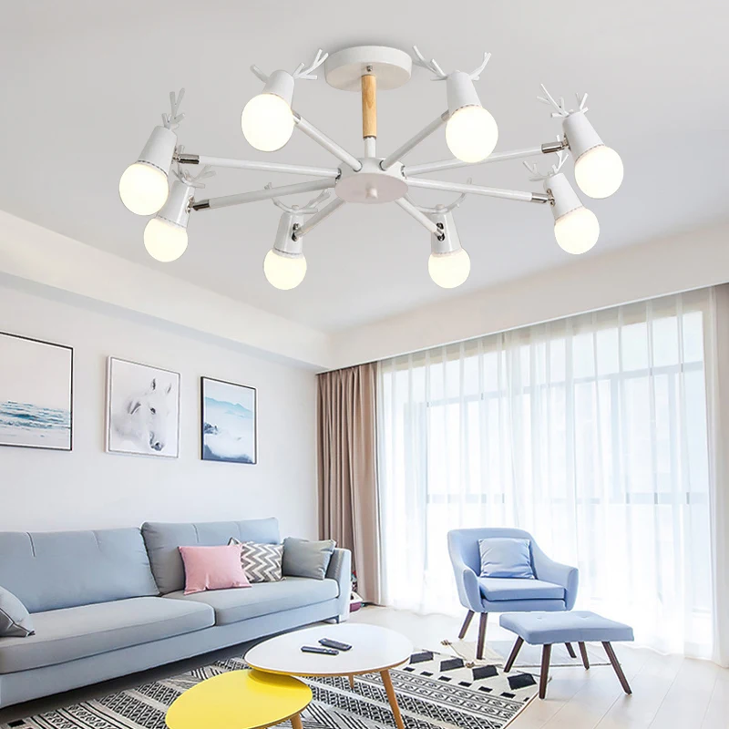 Скандинавская Потолочная люстра для спальни светодиодные лампы гостиной