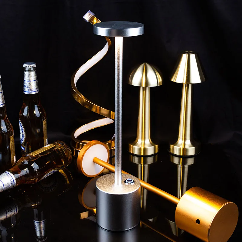 

Modern Bar LED Touch Atmosphere Light Aluminum Alloy Waterproof Industrial Night Light USB Charging Eye Protection Table Lamp
