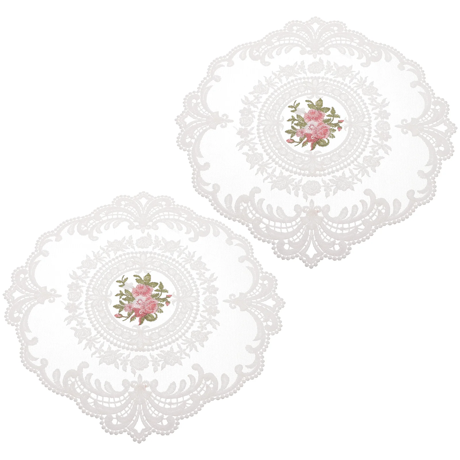 

2 Pcs Home Accessories Decor Lace Placemat Photo Props 28.5X28.5X0.2CM Practical Cup Mats White Milk Silk Material Reusable