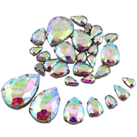 hot sale 20pcsbag ab color drop shape mixed size sparkling gem crystal glass stone sewing rhinestones for diy jewelry making
