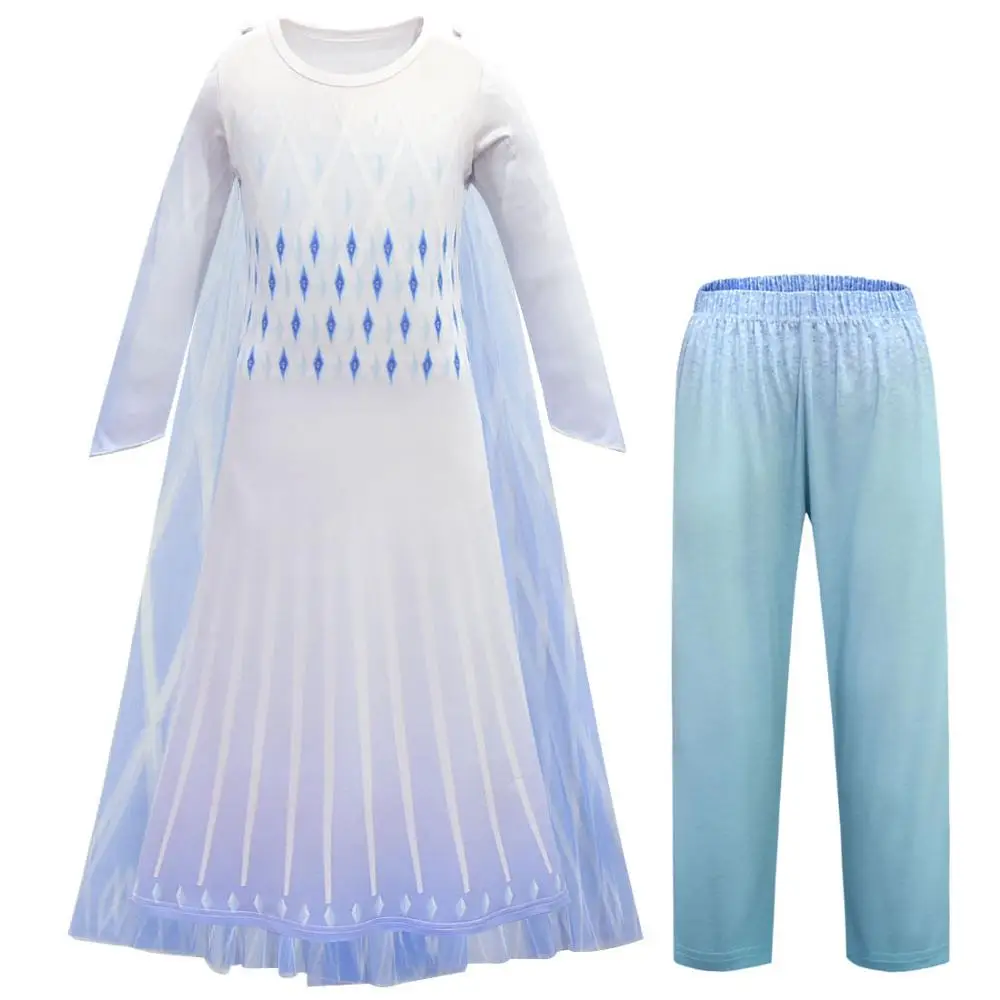 Princess Elsa Dress Role Play Prom Party Clothes Snow Queen Girls Anna 2 Cosplay Costume Kids Halloween Up | Детская одежда и