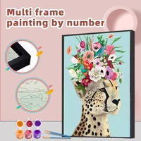 ruopoty diy painting by numbers with multi aluminium frame kits 60x75cm leopard for adult coloring by numbers home decor
