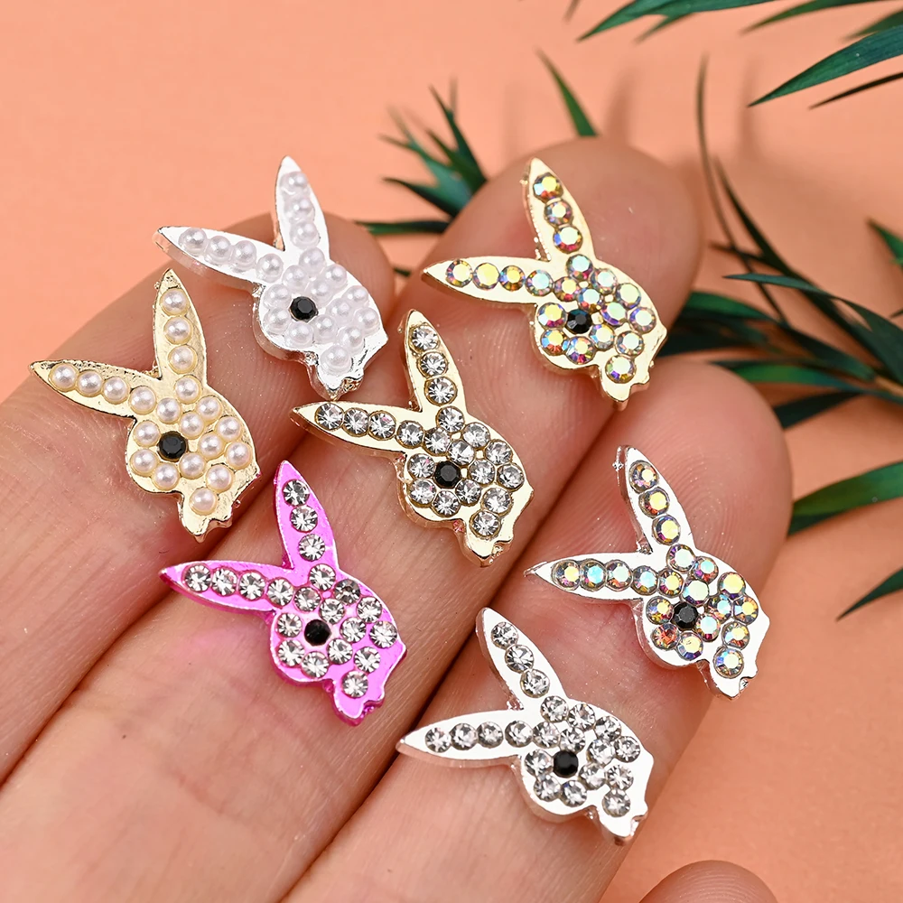 

10Pcs Alloy Bunny Rabbit Nail Charms 3D Metal Diamond Pearl Crystal Rhinestone Jewelry Press On Tips DIY Nail Art Decorations ##