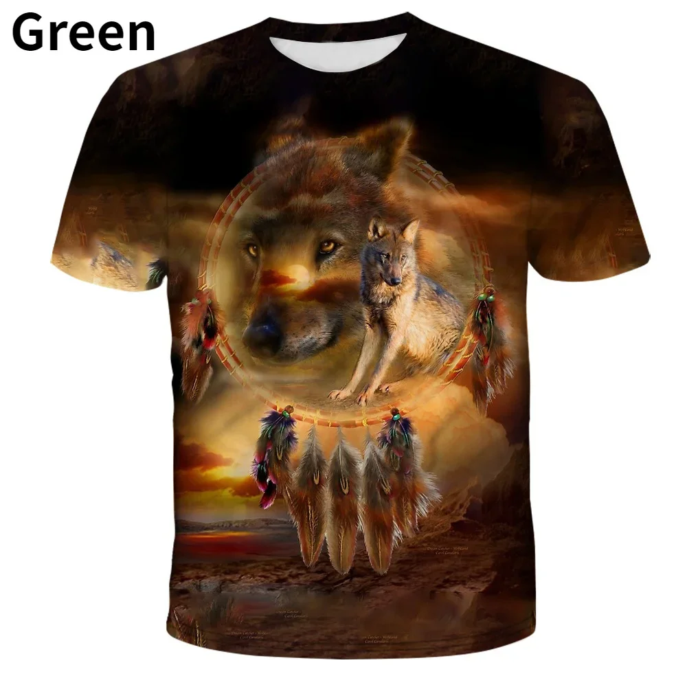 Футболка мужская летняя с коротким рукавом и 3D-принтом волка