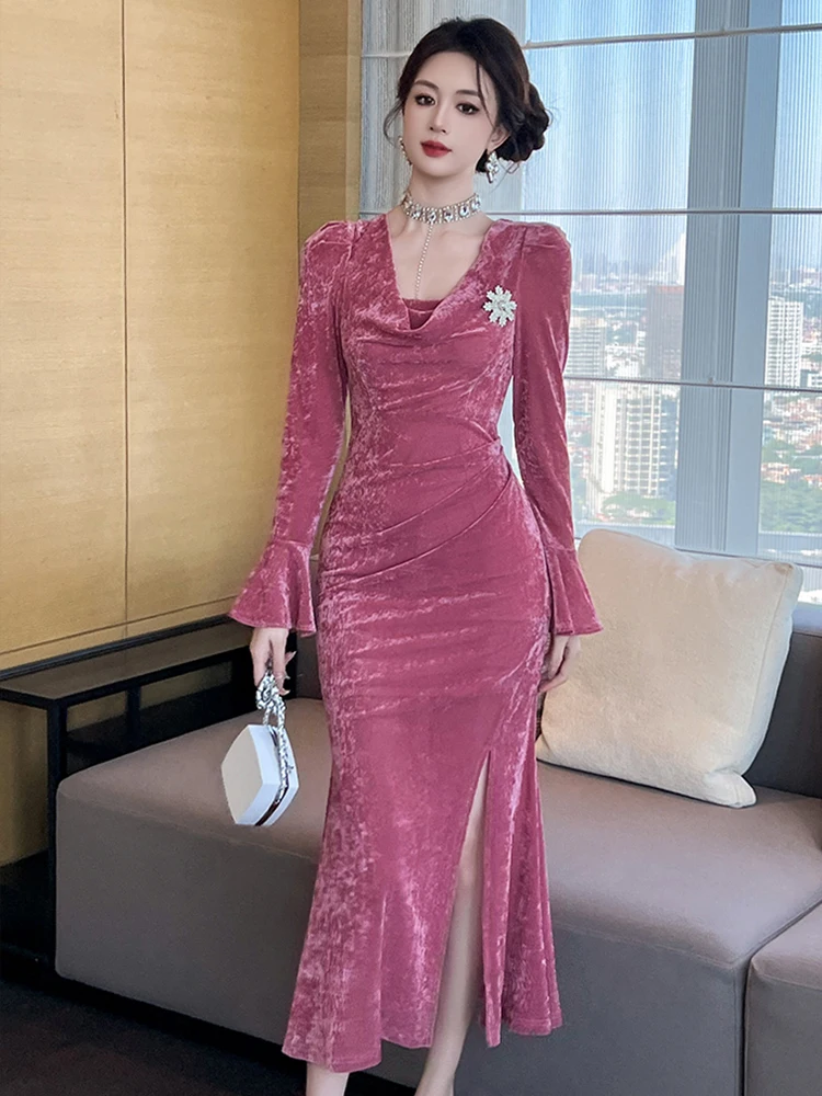 Элегантные длинные платья в стиле ретро для женщин милое сексуальное облегающее