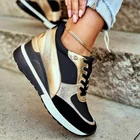 Женские спортивные туфли, Вулканизированная подошва, на шнуровке, удобная повседневная Уличная обувь на платформе для тенниса