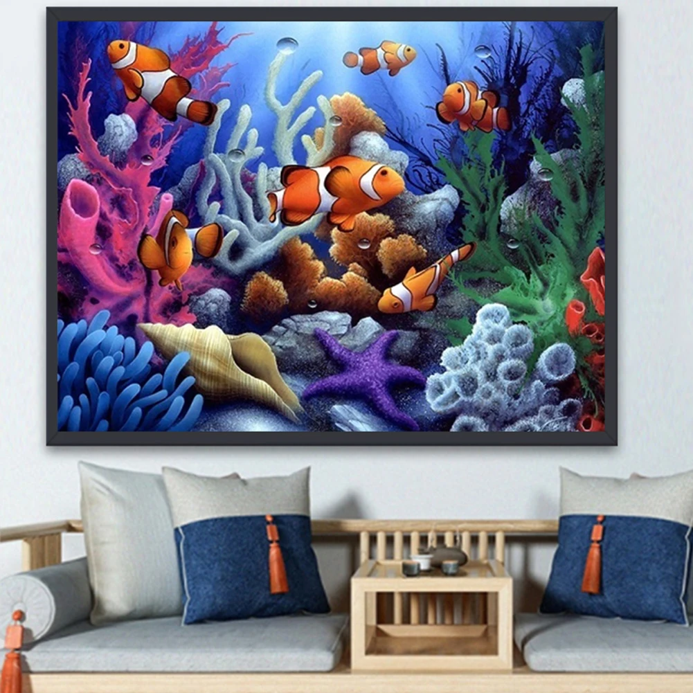 

5D Diamond Painting Underwater Animals Full DIY Diamond Mosaic Painting Landscape Rhinestone Embroidery Kit Home Decor