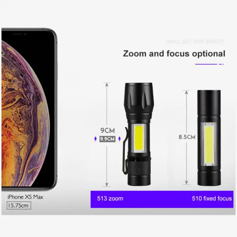 

Перезаряжаемый светодиодный фонарик, масштабируемый, 3 режима, тактический фонарь с USB, мощный яркий фонарь, дисплей мощности, фонарь для кем...