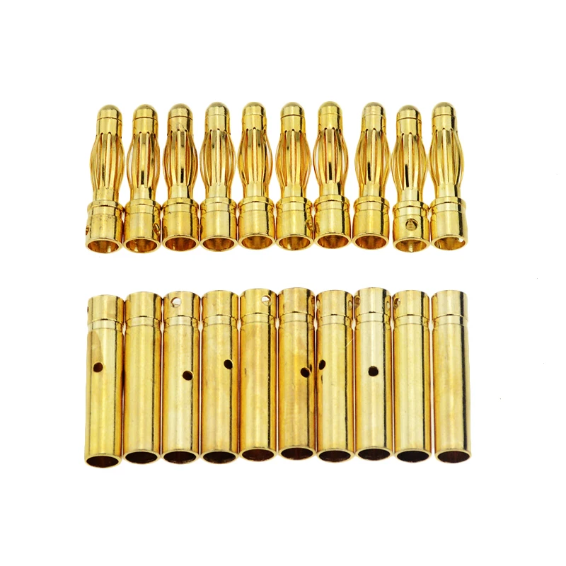 

10Pair 4mm Gold-Plated Bullet Banana Socket Male Female Connector Model Battery Plug
