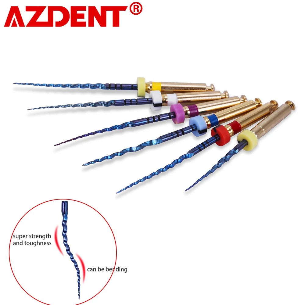 AZDENT 6pcs/Box Dental Heat Activated Canal Root Files SX-F3 25mm Dentist Tools Can Bend for Preparing Root Canal Treatment