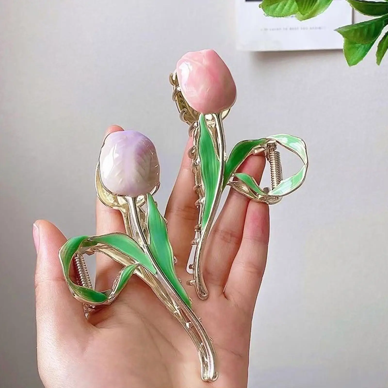 

Retro French Style Tulip Large Shark Clips Graceful Classic Flower Shape Hair Claws Pastoral Style New Tulip Headwear