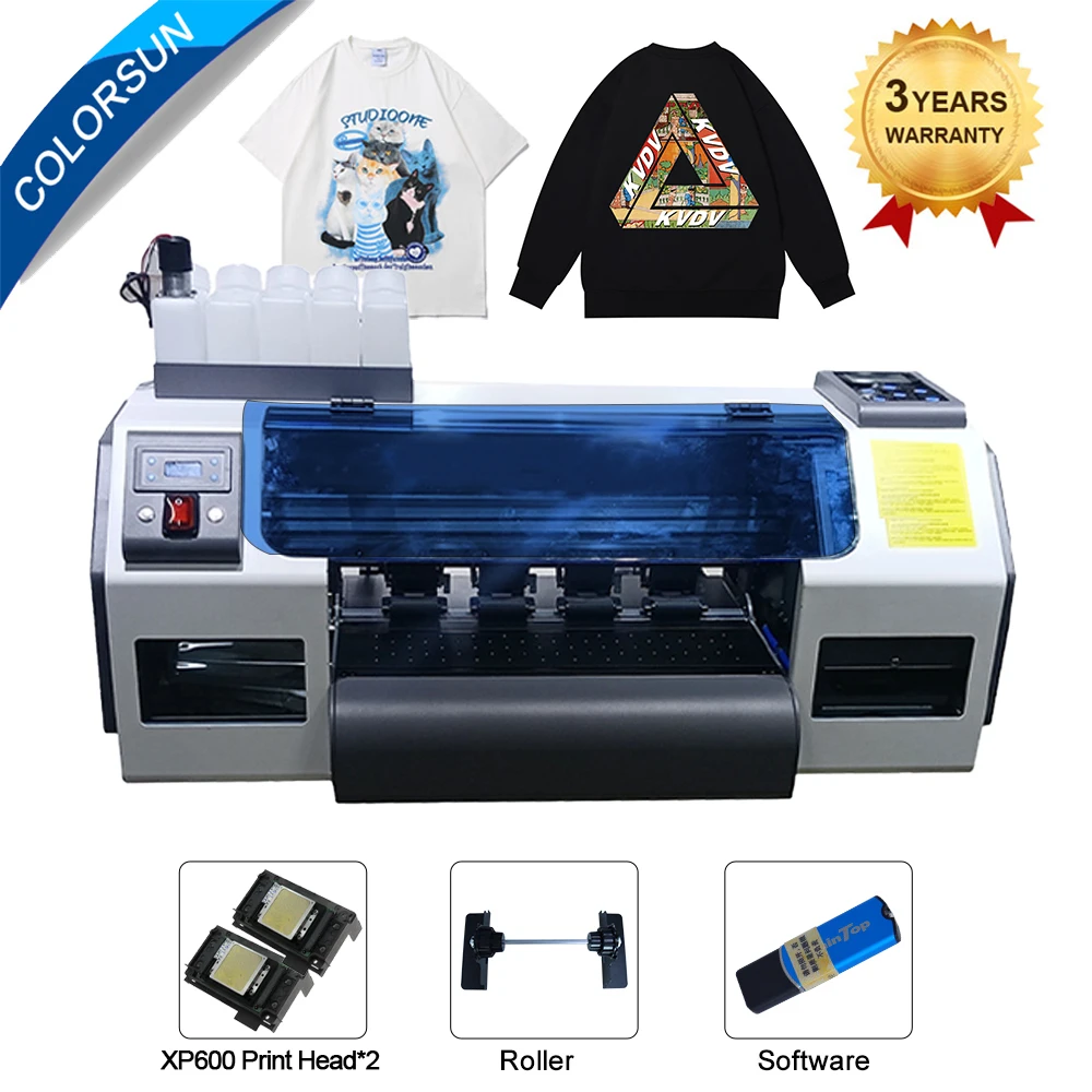 

Colorsun A3 DTF Printer For T-shirt Direct to Film Printer Pet Heat Transfer Printing Machine XP600 DTF Printer For Hoodies Caps