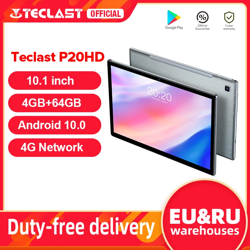 

Newest Teclast P20HD Tablet Android 10 Tablets PC 4G LTE 10.1 inch 4GB RAM 64GB ROM 1920x1200 SC9863A Octa Core Tabletas GPS