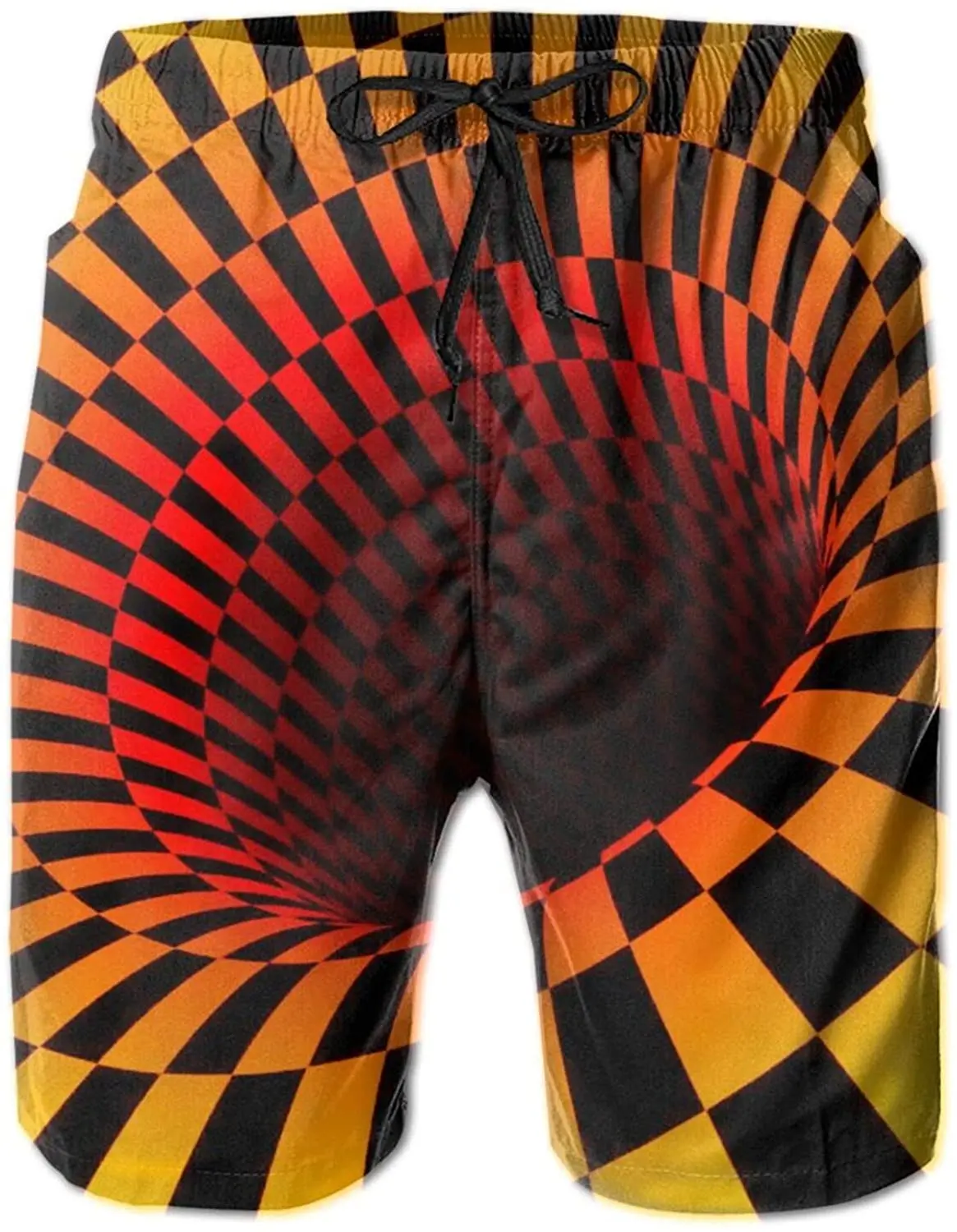 

Men Swim Trunks Yellow Illusion-Pattern Swimming Shorts Beachwear Novelty Surfing Summer Beach Shorts Outfit Pants