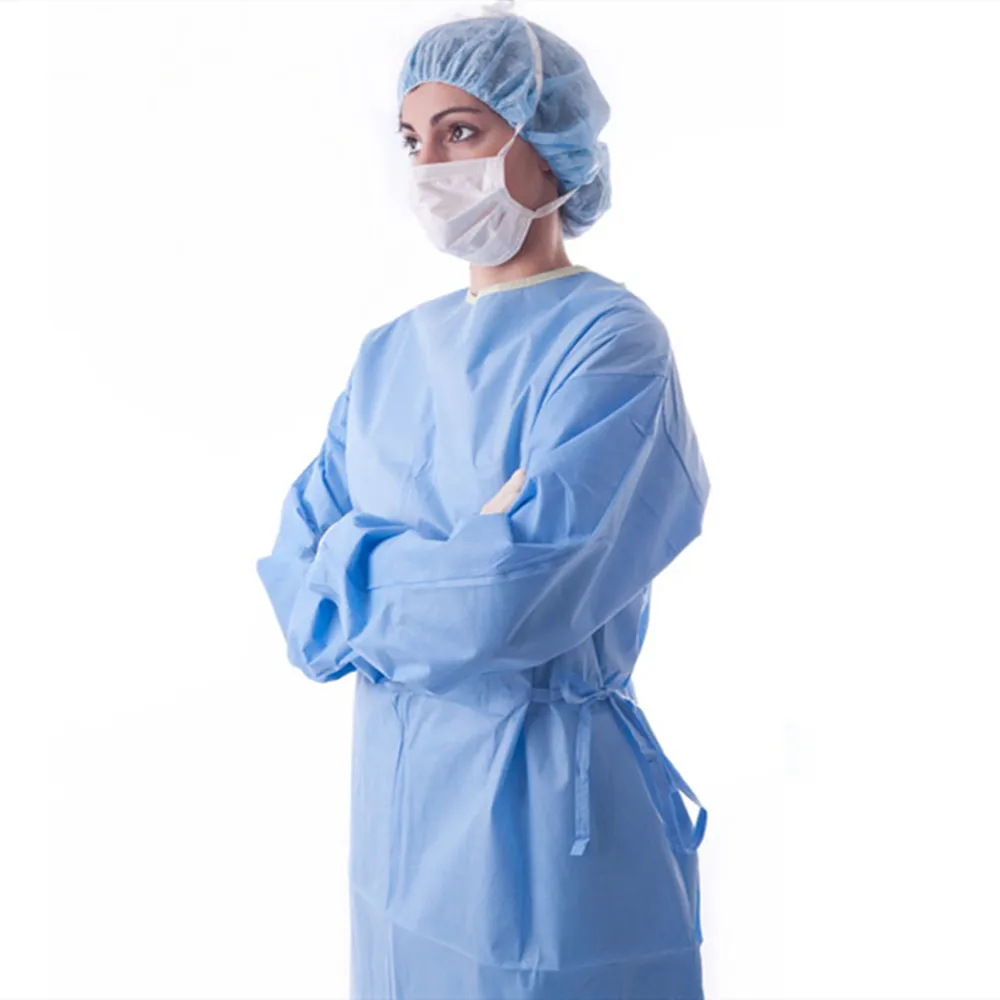 

10 шт. одноразовый стерильный хирургический халат, усиленный медицинский клинический изоляционный комбинезон с трикотажными манжетами, SMS, ...