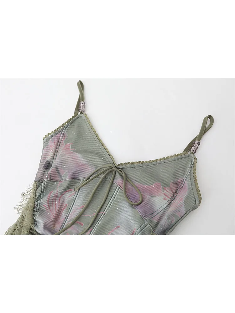 Модный милый топ Gyaru в стиле пэчворк с лямкой на шее женская сексуальная тонкая