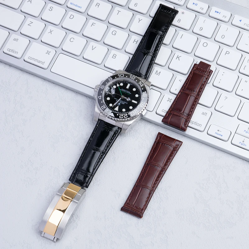 Ремешок для часов из итальянской воловьей кожи 20 мм ремешка Rolex Daytona Submariner GMT OYSTERFLEX