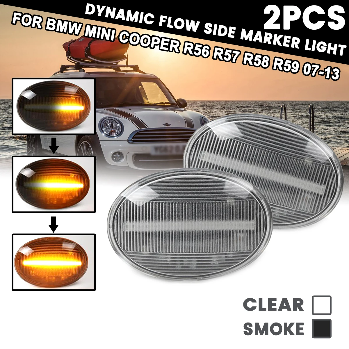 

2 шт., динамический ретранслятор для BMW MINI Cooper R55 R56 R57 R58 R59